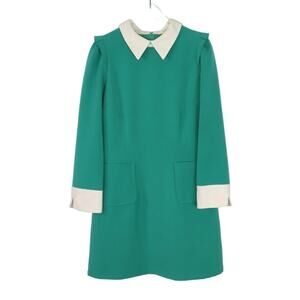 Vintage Peter Pan Dress Mint Green Long Sleeve Mini Dress Retro Dress Size Large